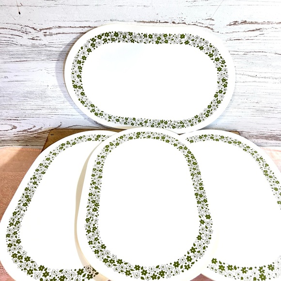 Corelle Dining Vintage Corelle Placemats Crazy Daisy Green White